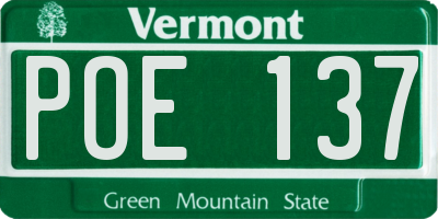 VT license plate POE137