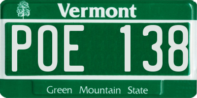VT license plate POE138