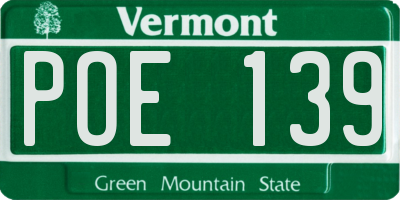 VT license plate POE139
