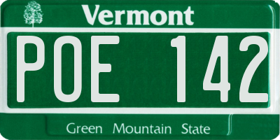 VT license plate POE142