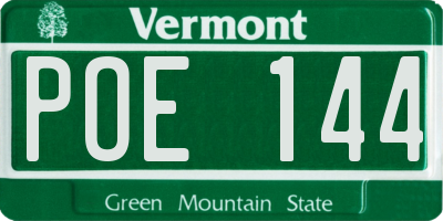 VT license plate POE144