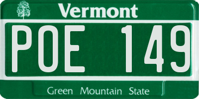 VT license plate POE149