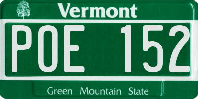 VT license plate POE152