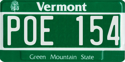 VT license plate POE154