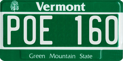 VT license plate POE160