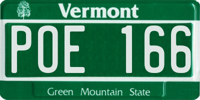 VT license plate POE166