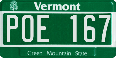 VT license plate POE167