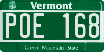 VT license plate POE168