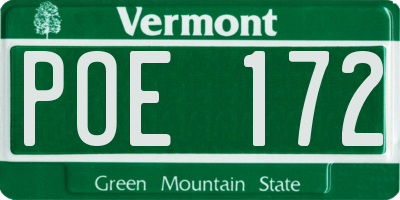 VT license plate POE172