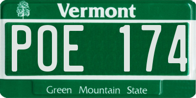 VT license plate POE174