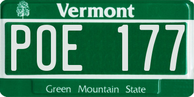 VT license plate POE177