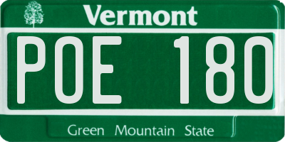 VT license plate POE180