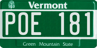 VT license plate POE181