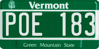 VT license plate POE183