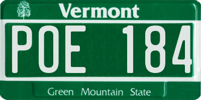 VT license plate POE184