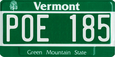 VT license plate POE185