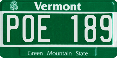 VT license plate POE189