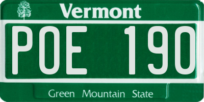 VT license plate POE190