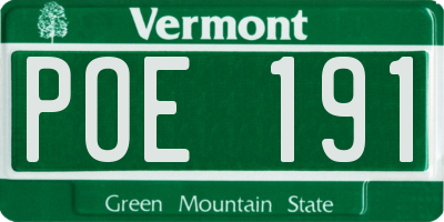 VT license plate POE191