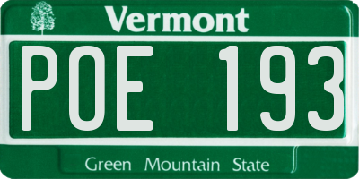 VT license plate POE193