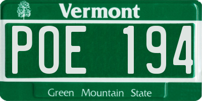 VT license plate POE194
