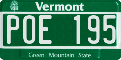 VT license plate POE195