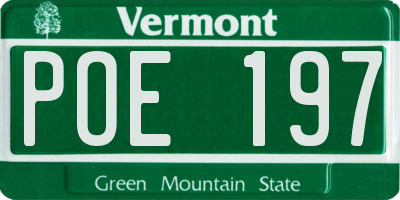 VT license plate POE197