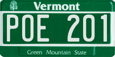 VT license plate POE201