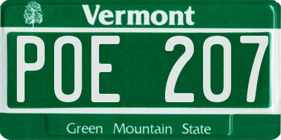 VT license plate POE207