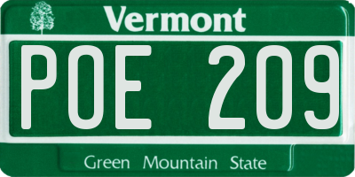 VT license plate POE209