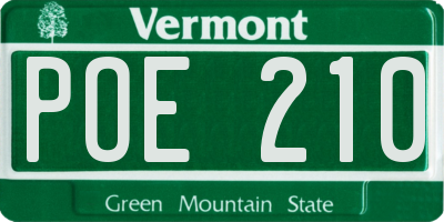 VT license plate POE210