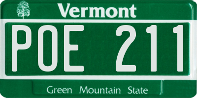 VT license plate POE211
