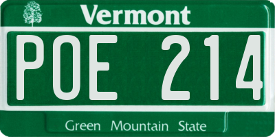 VT license plate POE214