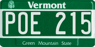 VT license plate POE215