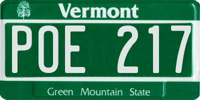 VT license plate POE217