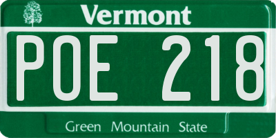 VT license plate POE218