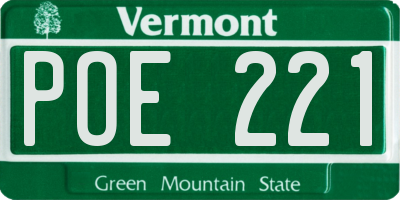VT license plate POE221