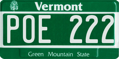 VT license plate POE222