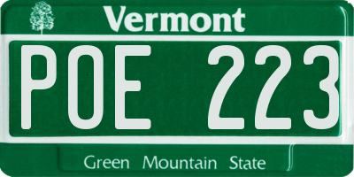 VT license plate POE223