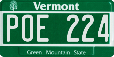 VT license plate POE224