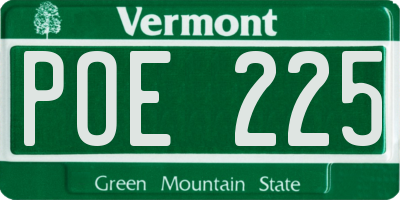 VT license plate POE225