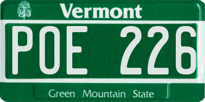 VT license plate POE226