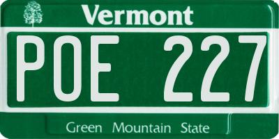VT license plate POE227