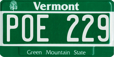 VT license plate POE229