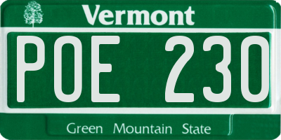 VT license plate POE230