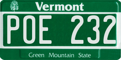VT license plate POE232
