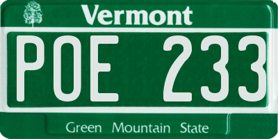 VT license plate POE233