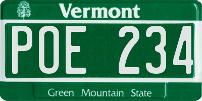 VT license plate POE234