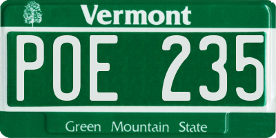 VT license plate POE235