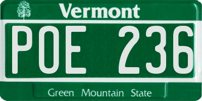 VT license plate POE236